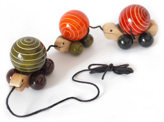Turtle Train Pull Toy - Mama, Papa and Me