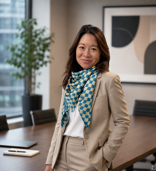 Silk Scarf - Indigo Checks